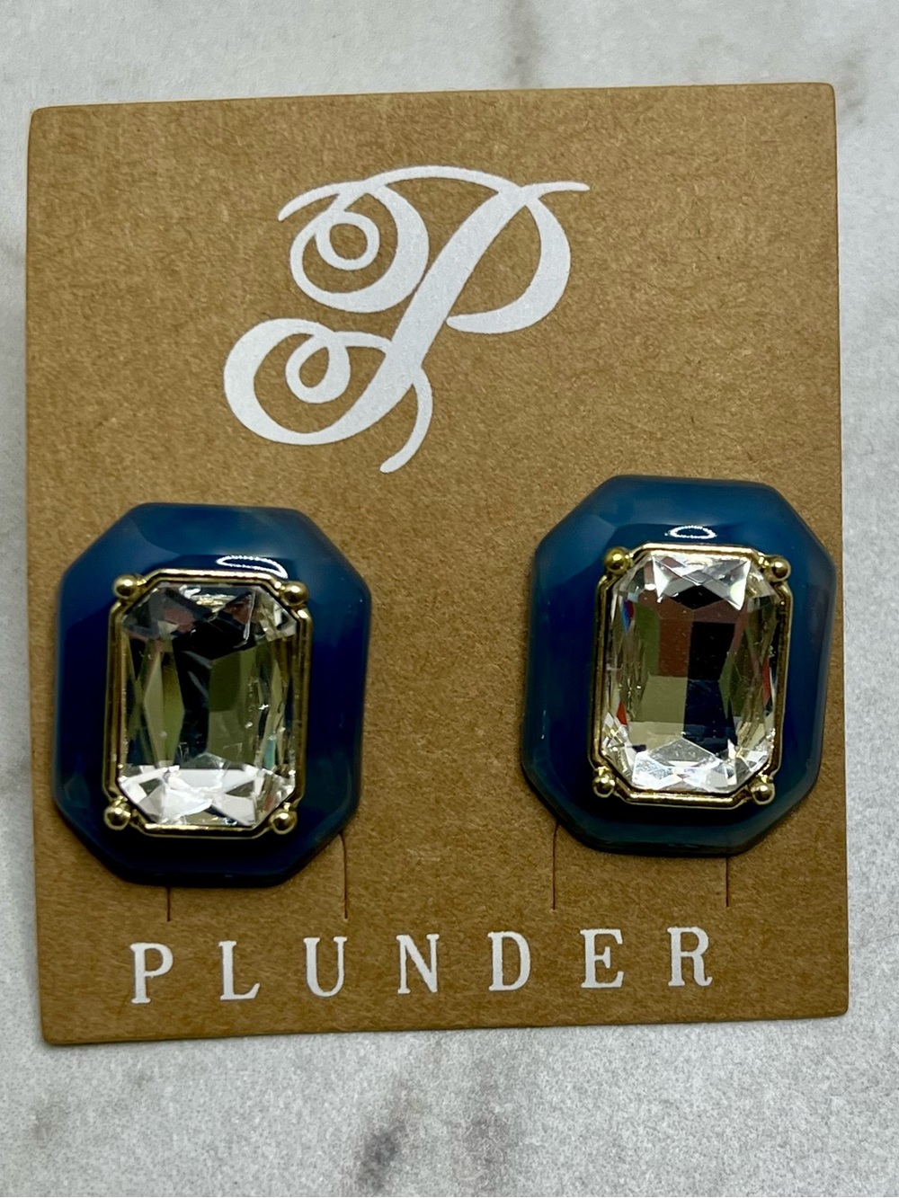 🆕 Plunder Green & Clear Stud Earrings